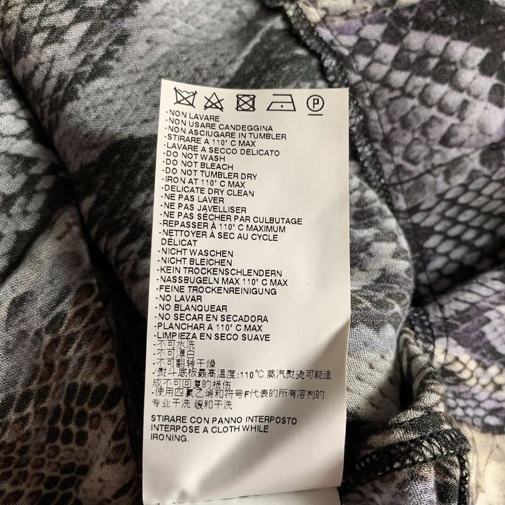 Just Cavalli Snakeskin Print Long Sleeve Blouse 40 Sm Ruffle V-Neck Purple Gray - Picture 6 of 8